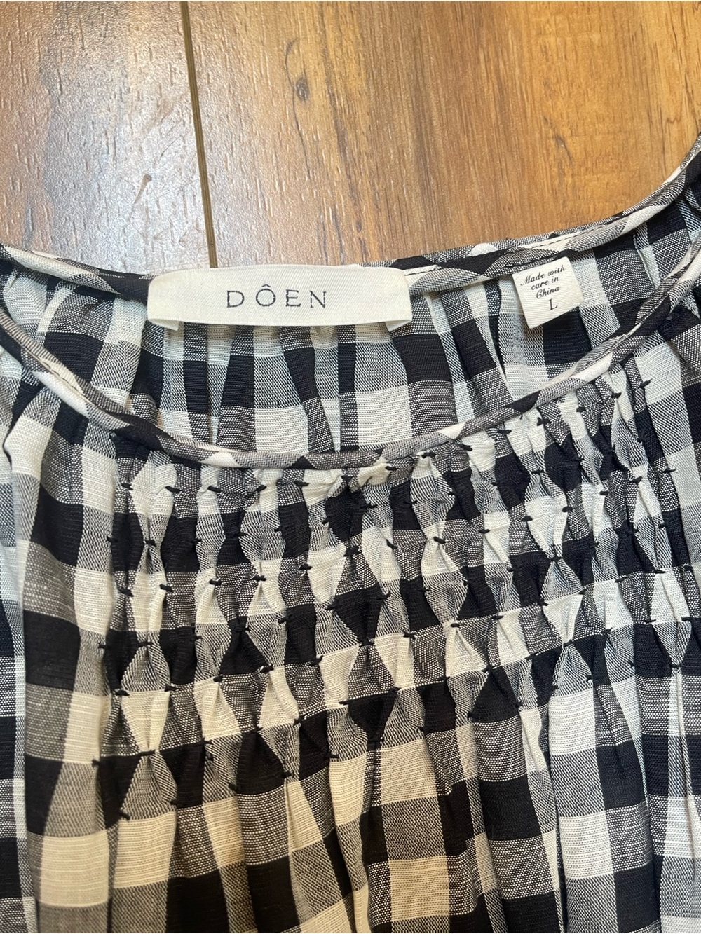 DOEN Leslie Gingham Midi Dress in Black Marilyn Size L - Picture 4 of 16